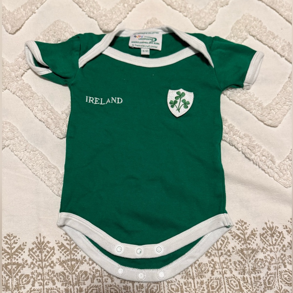 Green Baby Bodysuit with Ireland Crest Size 6 - 12 month